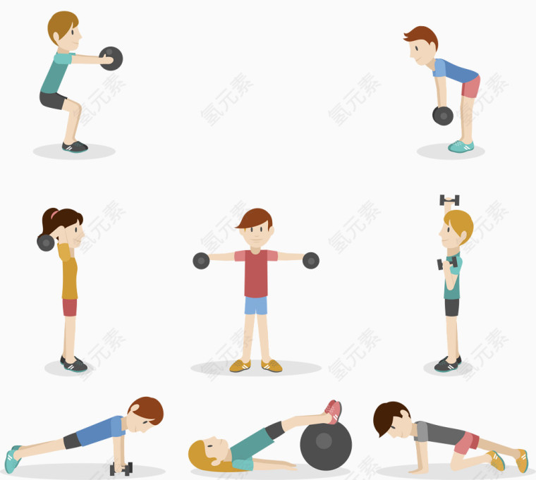 矢量体育锻炼卡通人物素材