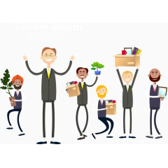 职场人物与收纳纸箱创意矢量素材