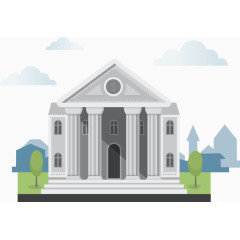 美元符号银行建筑矢量素材