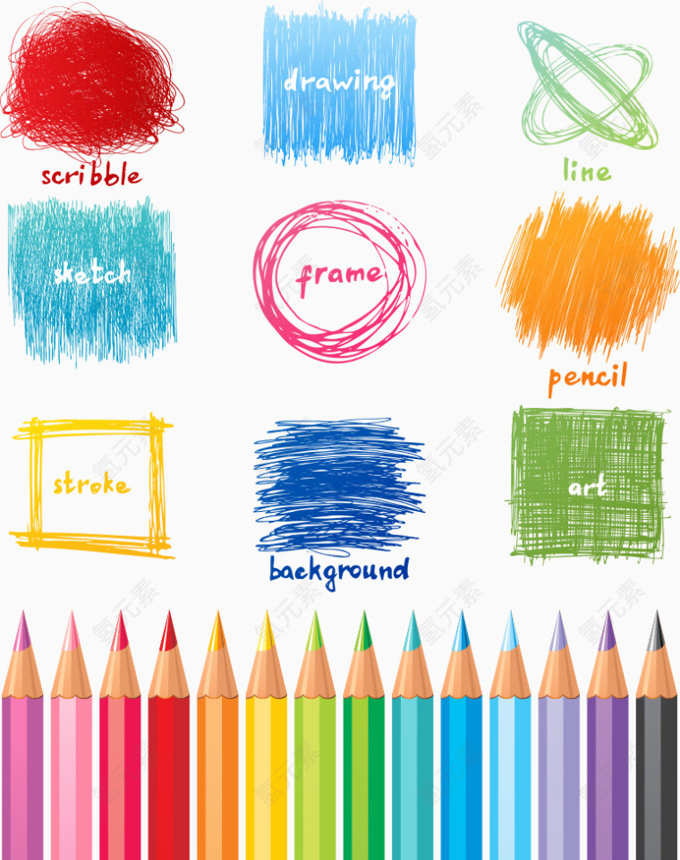 矢量铅笔与笔触