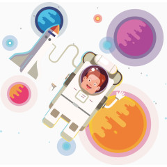 矢量手绘航天员