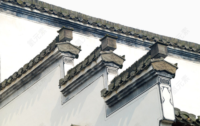 马头墙建筑装饰素材免抠素材