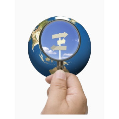 手拿放大镜看地球