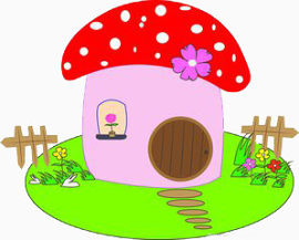 蘑菇房子花园草地栅栏
