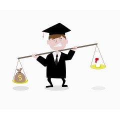 矢量彩色创意挑扁担的研究生