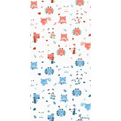 小熊小兔粉蓝背景