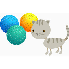 矢量小猫与玩具球