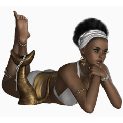 卡通黑人美女趴着