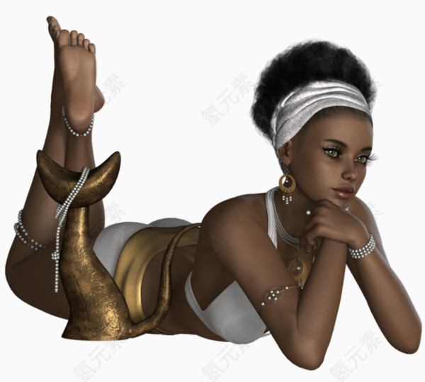卡通黑人美女趴着