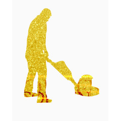 打扫卫生的金色男人剪影