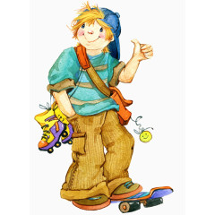 水彩卡通儿童绘画