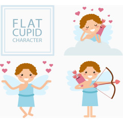 扁平化蓝色爱情天使