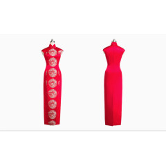 新款修身红色旗袍连衣裙