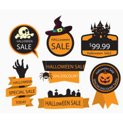 矢量万圣节搞怪促销标签