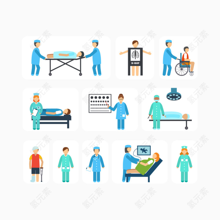 手术医疗标签矢量图