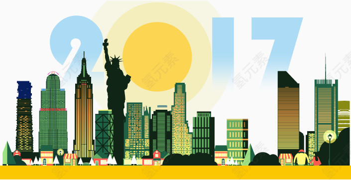 矢量2017黄昏外国城市