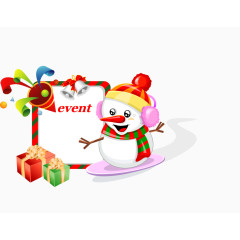 滑雪的可爱小雪人