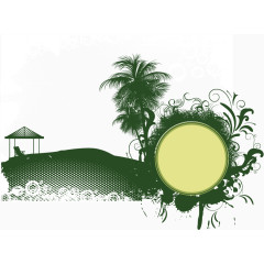 矢量元素海滩景色房子