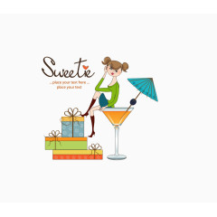 鸡尾酒上的少女