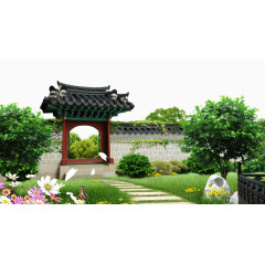 清新庭院背景素材