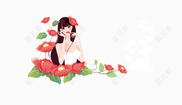 矢量美女鲜花图片素材