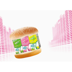 创意汉堡中的优酸乳