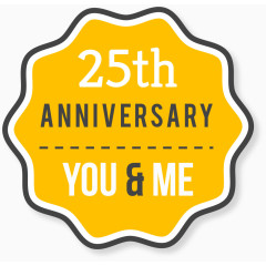 黄色25周年吊牌矢量图