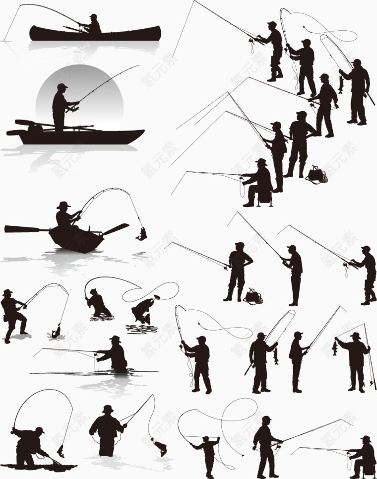 矢量钓鱼主题元素设计素材