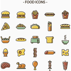 25款彩色食物图标矢量素材