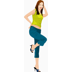 矢量手绘青春美女