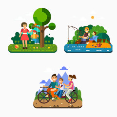 一家人郊外游图案