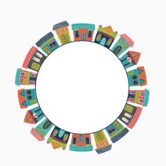 文案背景元素 城市圆环 背景元素 扁平化