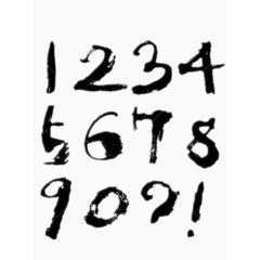 黑色手写书法数字