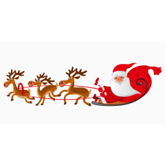 可爱麋鹿拉雪橇圣诞老人卡通手绘