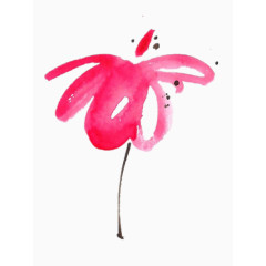 红色水彩画印象派