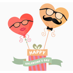 彩色情人节气球礼盒矢量素材