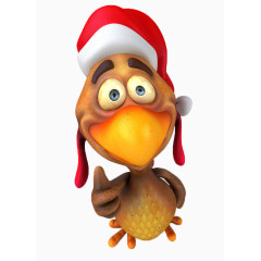 带圣诞帽的小鸡