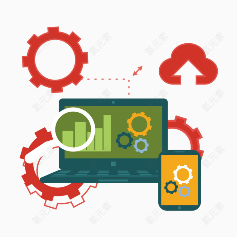 矢量电脑和齿轮