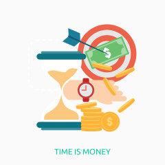 矢量扁平时间就是金钱插画