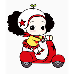唯美卡通可爱小女孩骑摩托车