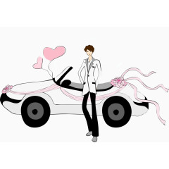 矢量跑车与时尚男人