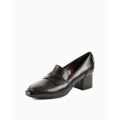 2016秋冬新款黑色牛皮革满口单鞋