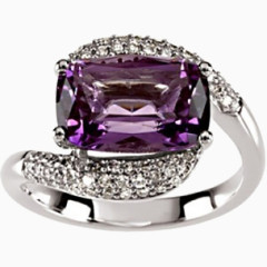 产品实物紫色方形宝石钮壁戒指