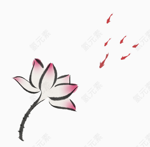 简约的水墨画荷花