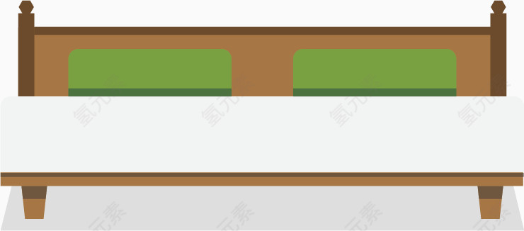 矢量扁平化双人床