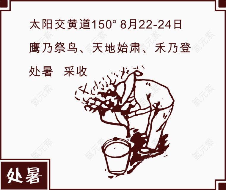 手绘处暑插图矢量图