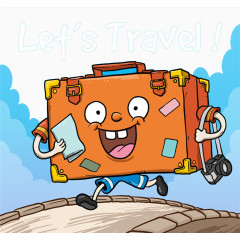 卡通旅行奔跑的行李箱