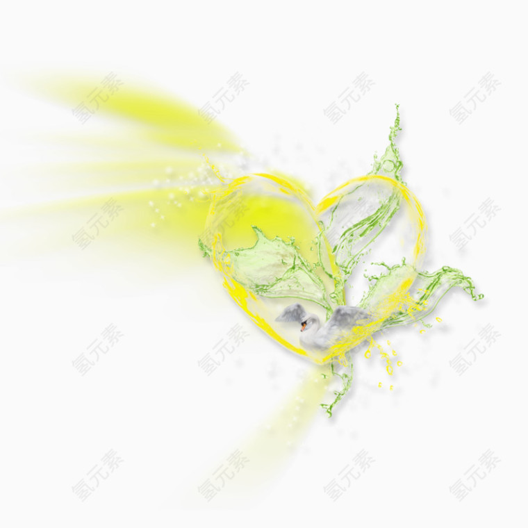 卡通手绘漂浮效果心形素材