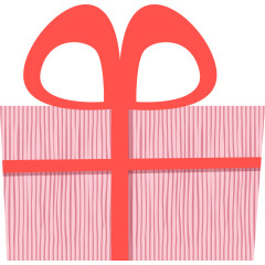 矢量粉色条纹红色蝴蝶结礼盒