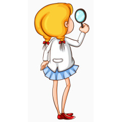 玩放大镜的女孩